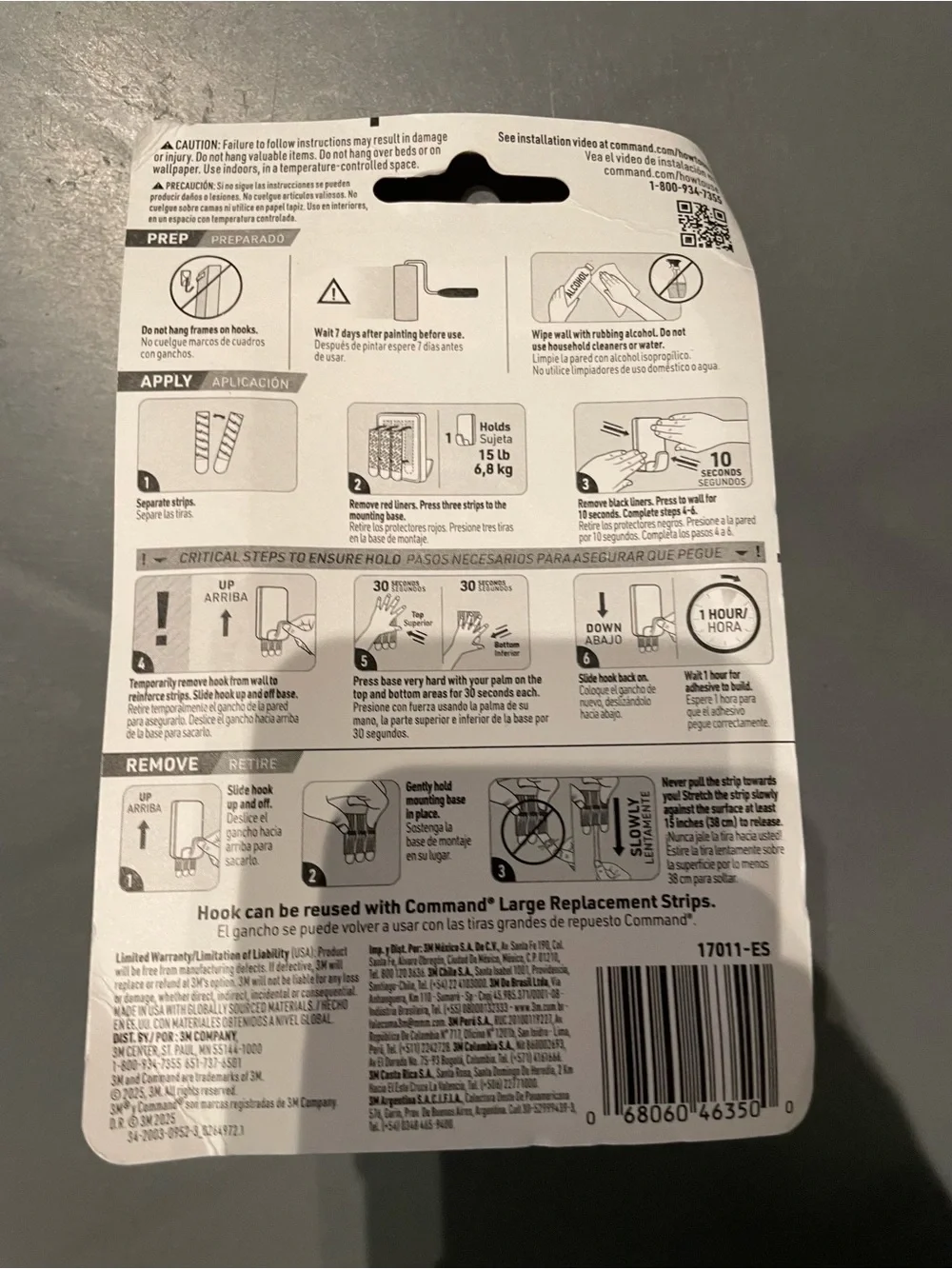 3M Command X-Large White Damage-Free Hook - 15 lb New